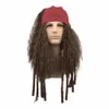 Feesthoeden Piraatpruik Cosplay Jack Sparrow Kapitein Pruiken en complete accessoires Synthetisch haar Halloweenfeestkostuum Rekwisieten 230923