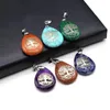 Charms Teardrop Tree Of Life Pendant Natural Stone Amethysts Malachite Turquoise For Jewelry Making DIY Necklace Earring