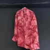 Mäns avslappnade skjortor 2024 Summer Fashion Jacquard Weave Real Silk for Men Turn-Down Collar Single Breasted Loose Blus 21F4069