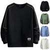 Herrtröjor Träning Pullover Mens Patchwork Crewneck Sweatshirt Långärmad lättvikt Casual Shirt Topps 4x tröjor