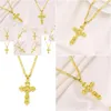 Colares pendentes 14k amarelo em ouro sólido gf italiano jesus crucifix cross cross figaro link colar 24 feminino mens m gota de gota dhiri