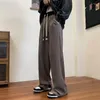 Männer Hosen Trendy Casual Männer Baggy Koreanische Mode Füße Split Breite Bein Solide Kordelzug Gerade Rohr Outwear Oversize Hosen