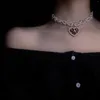 Chains Vintage Romantic Choker Weave Pearls Red Love Heart Short Necklace Rhinestone For Women Girls Party Jewelry 2023