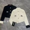 디자이너 최고 품질의 라펠 폴로 여성 재킷 패션 가슴 알파벳 자수 자수 인쇄 금속 버클 니트 핑크 윙 12 CXG9236