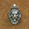 Anéis de Cluster Linsion 925 Sterling Silver Lion King Ring Mens Biker Punk Animal TA190 US Tamanho 7-15239Y