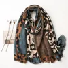 Shawls spring and summer luxury brown ladies wild leopard scarf female long shawl thin fashionable 230922