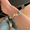 Strand Minar Boho Glanzend Zilver Water Wave Ketting Blauwe Kleur Natuursteen Parel Kralen Kralen Armband Voor Vrouwen Dagelijkse Accessoires