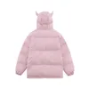 Parkas de plumón para hombres Parkas con capucha Hombres Invierno Cuerno del diablo Color sólido Chaquetas acolchadas de algodón Mujeres sueltas Hip Hop Harajuku Puffer Bubble Outwear Abrigos 230922