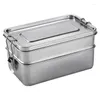 Dinnerware 1 PCS Double Layers Bento Student Container Snack Storage Box Anti-Leak Fruits