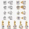 2024 925 Silver Stud Wysoka jakość kolczyka dla kobiet designerskich biżuterii z CZ Charms DIY Fit Pandoras Nova Lab Lab Diamentowe kolczyki Wydawane 14-karatowe złoto z pudełkiem