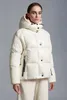 2023 Herfst Winter Vrouwen Witte Eendendons Parka Jassen Rits Enkele Breasted Capuchon Gestreepte Vrouw Slanke Korte Jassen MK23036-1