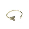 Bracelet ouvert papillon en zircone cubique pour femmes, cristal brillant blanc, Bracelets exquis, bijoux de luxe