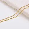 Länk armband rostfritt stål kedjor smycken uppsättningar för kvinnor tjej guld färg ingen blekna tunna halsband krage parti