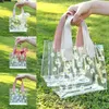 Present Wrap Transparent PVC Bag Daisy Flower Handväska Bröllopsfödelsedagsfest Favor Candy Cake Wrapping Påsar Julförsörjning