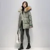 Parka en duvet pour femme, manteau ample chaud et épais, veste courte d'hiver à capuche, col en laine, manteau en coton, Parka basique pour femme