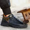 Stivali 2023 Scarpe antinfortunistiche in vera pelle da uomo Pulsante rotante da lavoro Impermeabile PunctureProof Sicurezza protettiva 230922