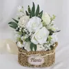 Decorative Flowers Wedding Bridal Bouquet White Champagne Flower Bridesmaid Artificial Bride Holding Engagement Party Drop