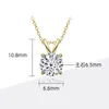 Pendant Necklaces 100% Real 1ct 6.5MM Gold Plated Pendant Sterling Silver S925 Chain Necklaces Fine Jewelry For Women Anniversary Gifts 230922