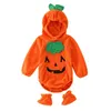 Set di abbigliamento Cosplay Halloween Tuta Bambino Bambini Zucca Pagliaccetto Ragazze Vestito Carino Con cappuccio Tuta da festa Vestiti per bambini 230922