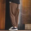 Calças masculinas Maden American Retro Heavyweight Waffle Knit Sweatpants Cintura Elástica Solta Cordão Para Homens Jogging Calças Retas