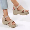 Sandals Cross Wedge For Women 2023 Ankle Strappy Cute Shoes Open Toe Platform Womens Casual Summer High Heels