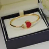 Bangle Classic Fashion Red Emamel Heart Shaped Single Armband Women's Style Party Romantic