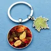 Keychains Tree Maple Landscape Keychain Leaf Key Chain Keyring som en gåva till Friends Glass Cabochon smycken