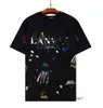 lanvin shirt high quality 2024 new nice clothing Summer Fashion Lanvin Speckled Letter Print and Casual Short Sleeve hellstar shirt cotton 100% 3 RX8K