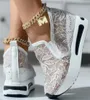 ドレスシューズレディーススニーカー女性のためのフローラル刺繍メッシュスニーカーカジュアルな快適なヒール靴女性230922