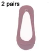 Women Socks 2 par Ice Silk Boat Summer Ultra-Thin Breattable Solid Color Silicone Cotton Bottom Non-Slip Invisible Short