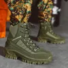 Yağmur botları fujeak erkekler askeri taktik botlar sonbahar kış su geçirmez deri ordu botları çöl güvenlik iş ayakkabıları savaş ayak bileği botları 230922