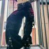 Women's Jeans Gothic Women Punk Cargo Pants Wide Straight Leg Pants Grunge Hippie Baggy Trousers Y2k Academic Dark Clothes Streetwear 230922