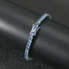 Collier de hanche en cuivre incrusté de 4mm, bracelet en zircon bleu de mer, marque de mode, hommes et femmes amoureux, bijoux hip hop