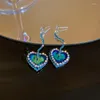 Boucles d'oreilles pendantes U-Magical Insolite Bleu Bowknot Amour Coeur Boucle D'oreille Pour Les Femmes Fleur Longue Chaîne Strass Bijoux Accessoires