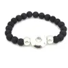 18mm bouton pression charmes 8mm perles de pierre de lave noire bricolage diffuseur d'huile essentielle Bracelet Yoga brin bijoux à la main perlé Str St222I