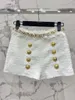 Fatos femininos 2023 verão luxo moda mulheres cadeias diamantes tweed colete tops com shorts calças ternos conjuntos gdnz 9.18