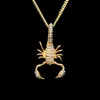 ciondolo scorpione in acciaio inossidabile ghiacciato color oro collana con ciondolo animale con strass ghiacciato moda gioielli hip hop295B