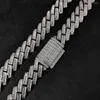 Chaînes 21mm Link Chain Full Pave Bling Zircon Prong Cuban Chunky Collier Hip Hop Party Bijoux pour hommes