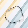 Bracelets de charme Je t'aime coeur pour femmes perles de cristal noir chaîne en acier inoxydable bracelet bijoux de fiançailles 2023