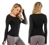ll align yoga long-lese training woman tshirtスリムジム迅速にテックフルストレッチフィットネスTシャツを定義しているランニングトップ