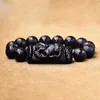 Cała Black Black Natural Obsydian Stone Bransoletka Sześć słów Buddha Beads Pixiu bransoletki dla mężczyzn Kobiety moda błogosław biżuteria B268z