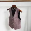 Herenvesten Vest Brits-Koreaans Mode Slim Fit Klein Casual Dun Pak Lente Herfst Geruite Mouwloze Jas Kantoorkleding