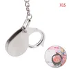 Schlüsselanhänger Handlupe Falttasche 10x 15x Lupe Vergrößerungsglaslinse mit Schlüsselbund Tragbares Metall Silber Farbe216V