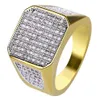 Hip Hop lodowane cyrkon pierścionki diamentowe 18k złota platowane męskie palec biżuteria