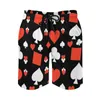 Men's Shorts Poker Cards Board Red Hearts Casual Beach Male Custom Sports Surf Quick Drying Swimming Trunks Gift