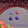 Dingle örhängen blå jade pärlstav kvinnor designer present mode kinesisk chalcedon charm smycken naturlig droppe 925 silver amuletter lyx