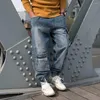 Herr jeans mode joggar last byxor avslappnad hiphop harem byxor streetwear lösa baggy denim kläder