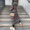 Women's Knits Tees Spring Knitted Cardigan Women Striped Patchwork Autumn Winter Elegant Long Outerwear Maxi Y2k Sweater Coat Soft Jacket 230922