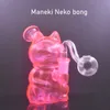 Design exclusivo bonito gato vidro bong narguilé óleo Dab Rig espessura Ash Catcher Bongs 14mm Recycler Bubbler Pipe Shisha com tubos de queimador de óleo de vidro masculino 1pcs