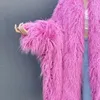 Casaco de pele feminina inverno falso 2023 em outerwears feminino longo jaqueta de pelúcia senhoras rosa cordeiro luxo fofo